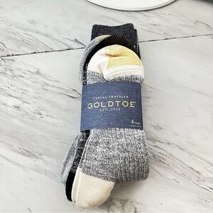 Gold Toe 4 Pair Socks Shoe Size 6-12 1/2 Casual Traveler Crew
